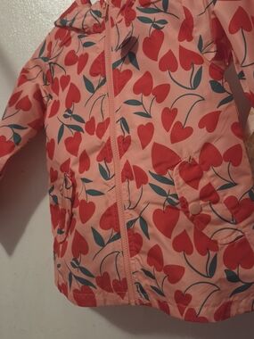 Carter's Pink Raincoat with Red Cherry-Heart Print